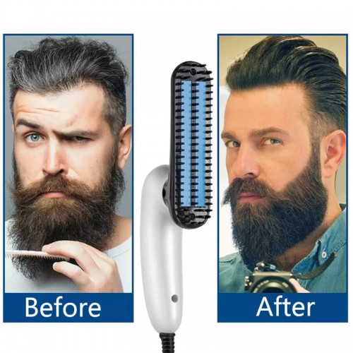Electric Multifunctional 2-in-1 Heated Hair & Beard Straightener Comb